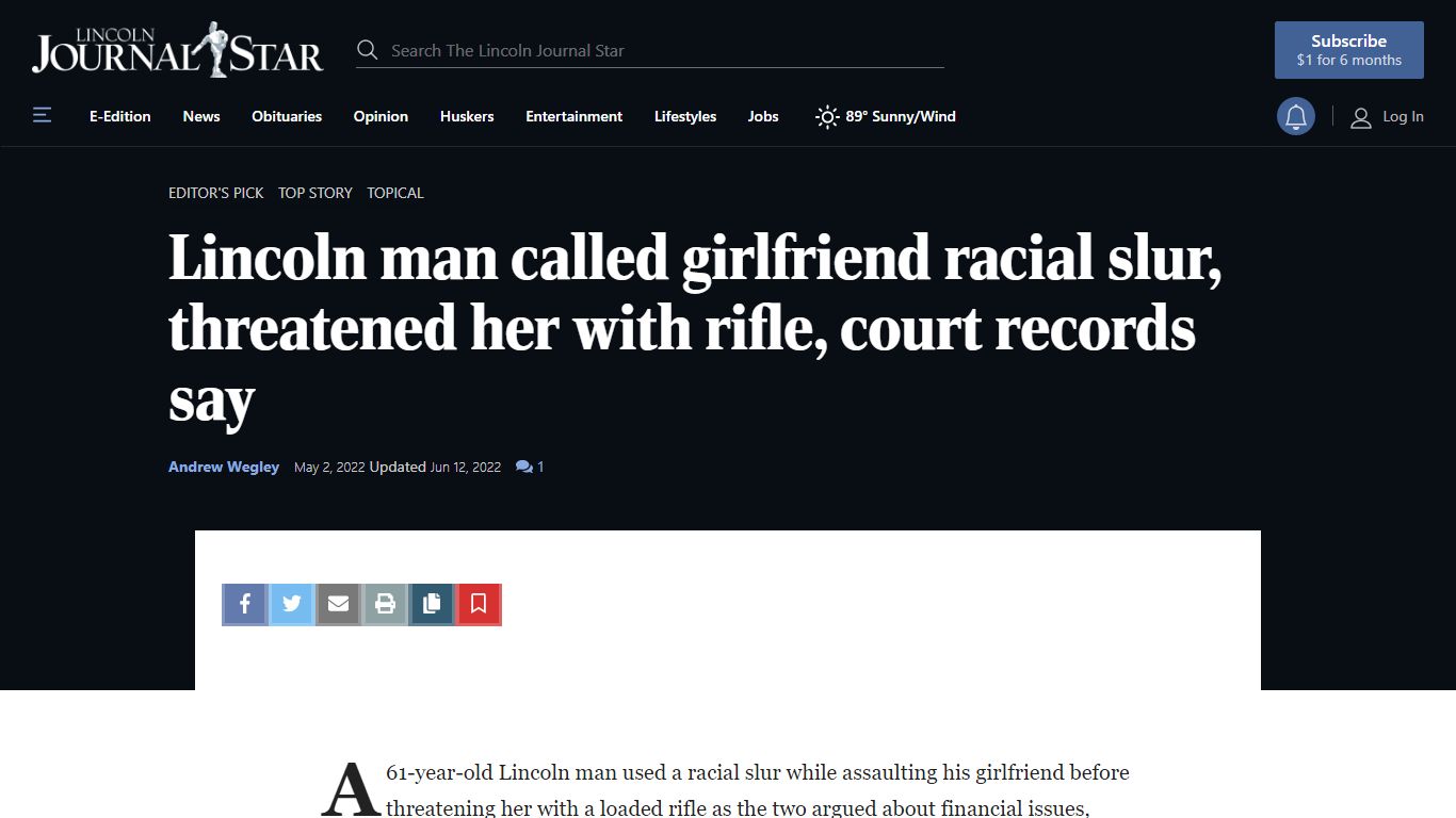 Lincoln man called girlfriend racial slur, threatened her with rifle ...